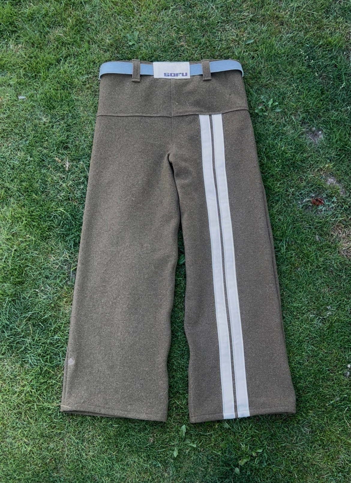 Wool Back Stripe Swaggy Pants