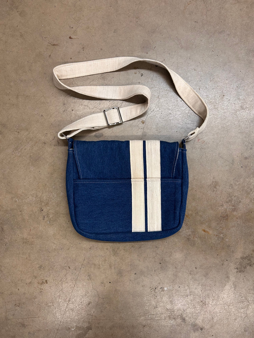 Indigo Denim Striped Bag